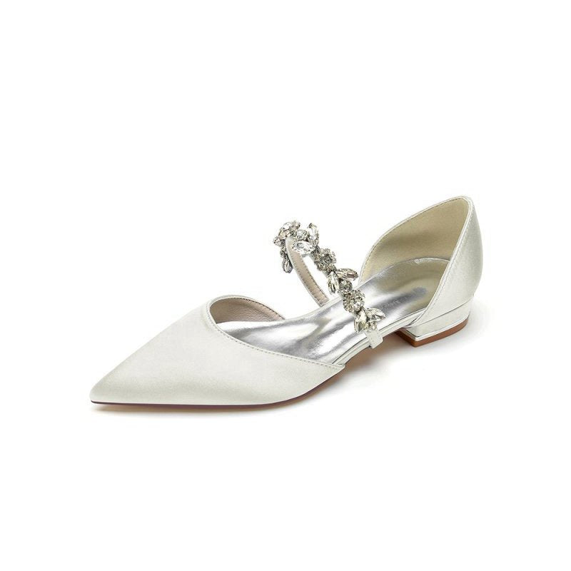 Rhinestone Pointed Toe Low Heels