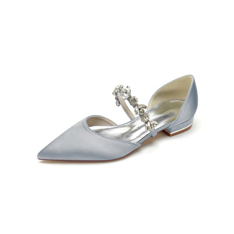 Rhinestone Pointed Toe Low Heels