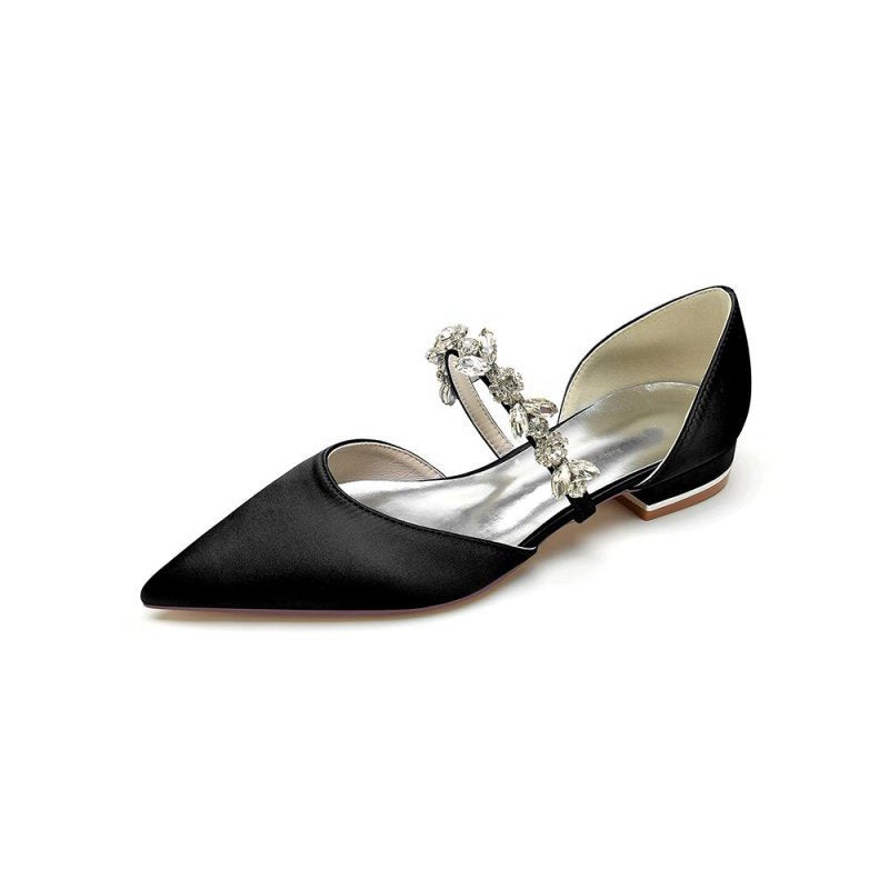 Rhinestone Pointed Toe Low Heels