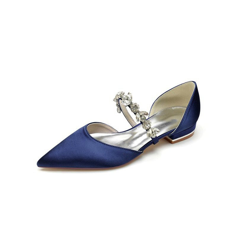 Rhinestone Pointed Toe Low Heels