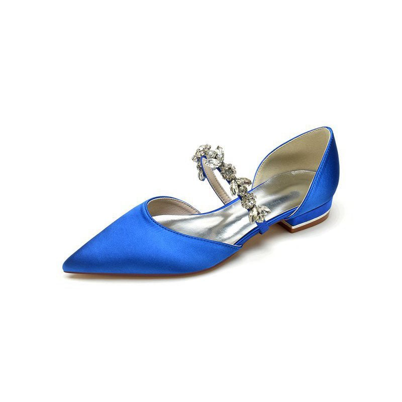 Rhinestone Pointed Toe Low Heels