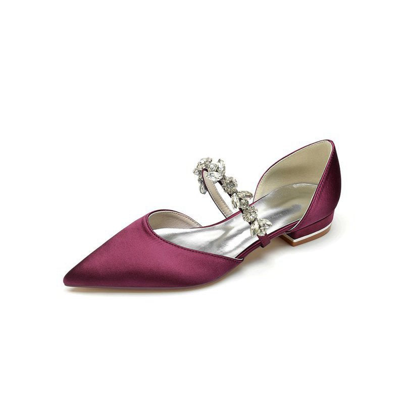 Rhinestone Pointed Toe Low Heels