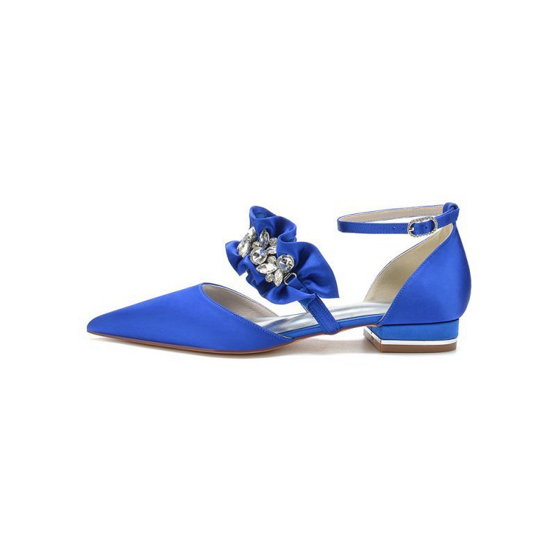 Pointed Toe Rhinestone Beaded Buckle Kitten Heels