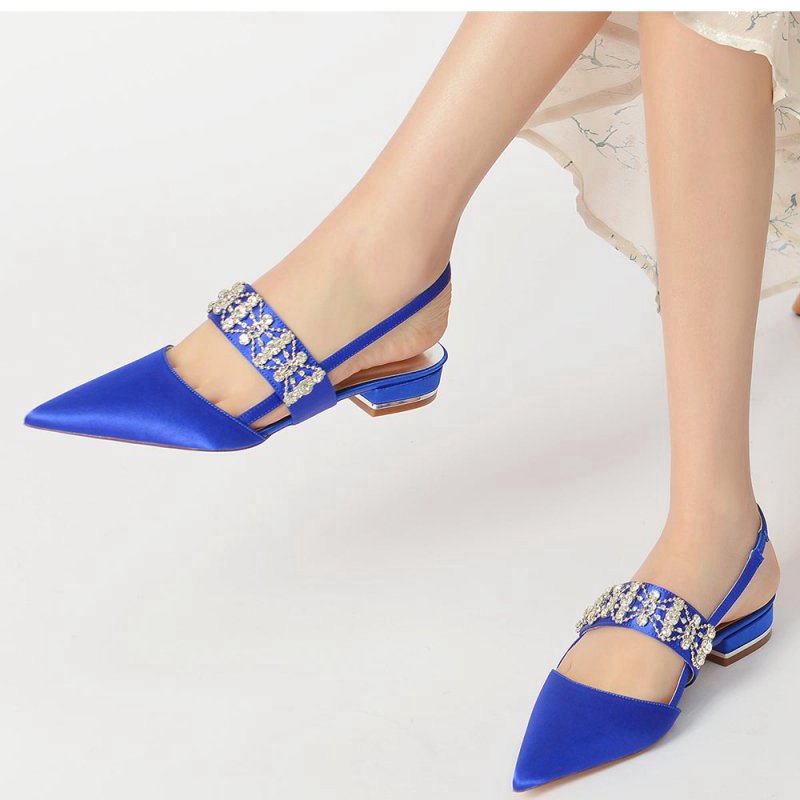Pointed Toe Rhinestone Beaded Kitten Heels