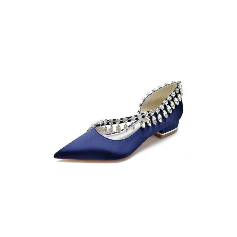 Rhinestone Beaded Pointed Toe Kitten Heels