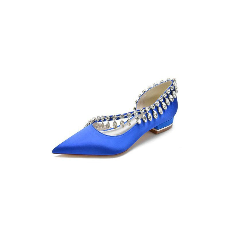 Rhinestone Beaded Pointed Toe Kitten Heels