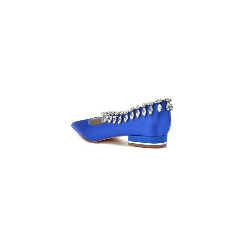 Rhinestone Beaded Pointed Toe Kitten Heels