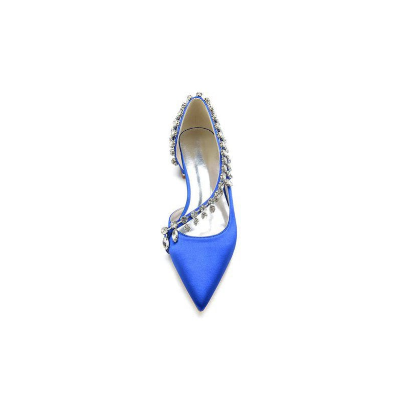 Rhinestone Beaded Pointed Toe Kitten Heels