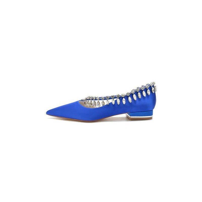 Rhinestone Beaded Pointed Toe Kitten Heels