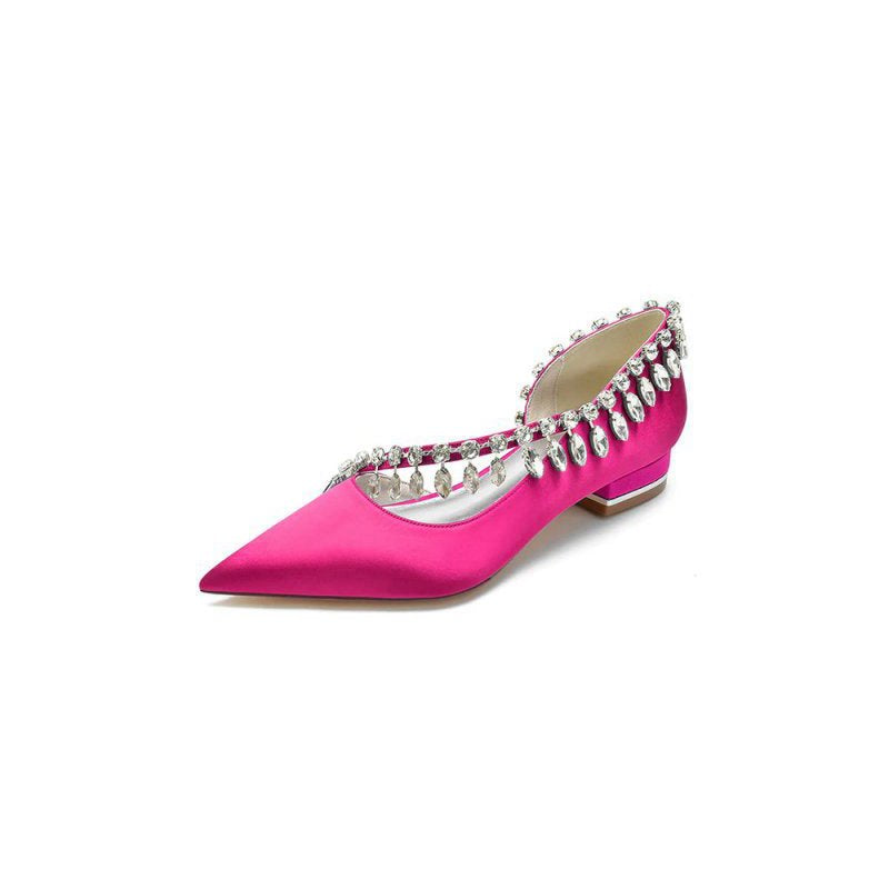 Rhinestone Beaded Pointed Toe Kitten Heels