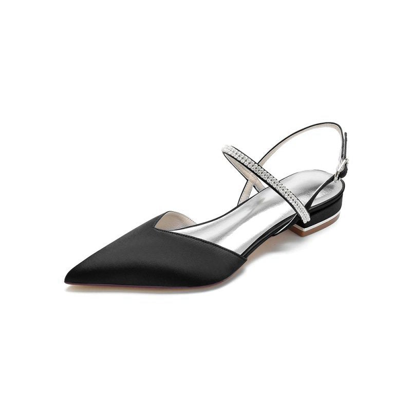 Diamond Pointed Toe Buckle Kitten Heels