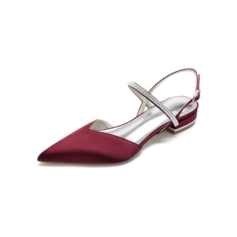 Diamond Pointed Toe Buckle Kitten Heels