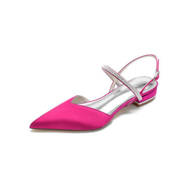 Diamond Pointed Toe Buckle Kitten Heels