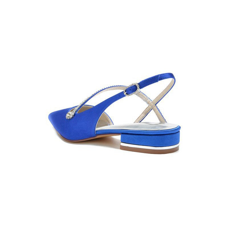 Beaded Pointed Toe Buckle Kitten Heels