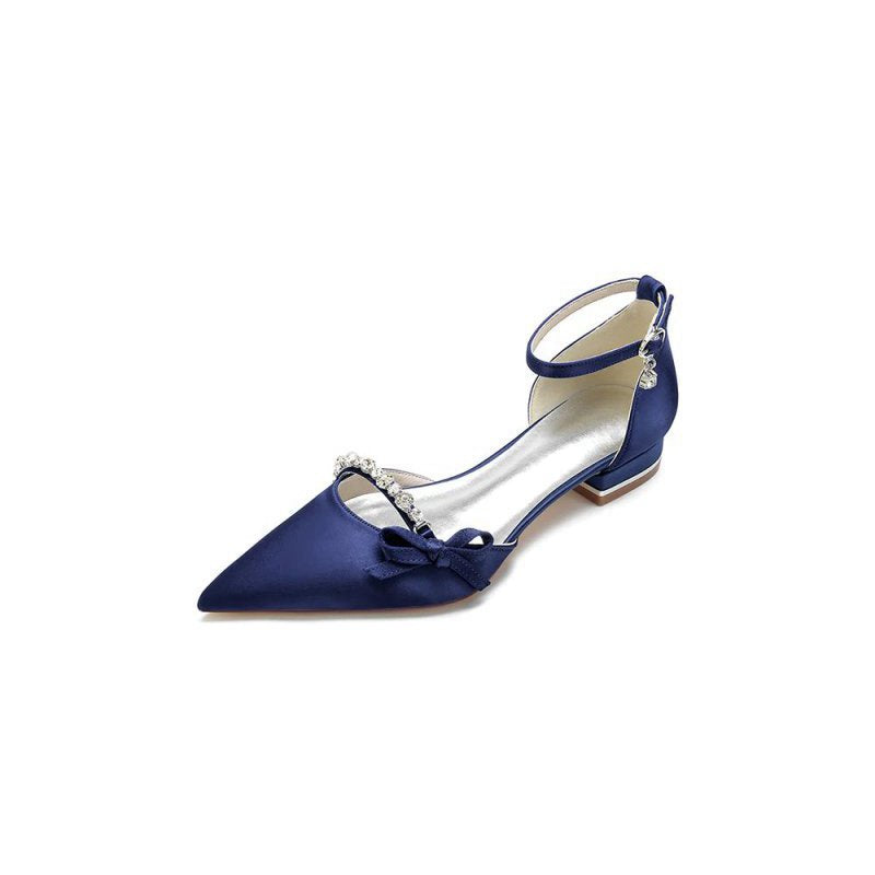 Rhinestone Pointed Toe Kitten Heels With Bow