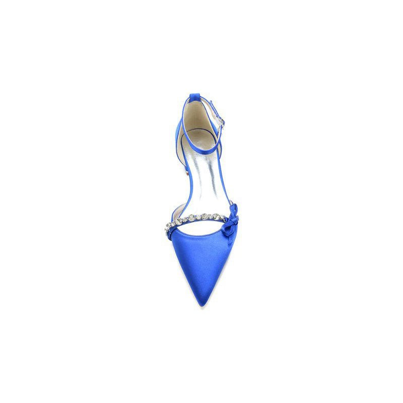Rhinestone Pointed Toe Kitten Heels With Bow