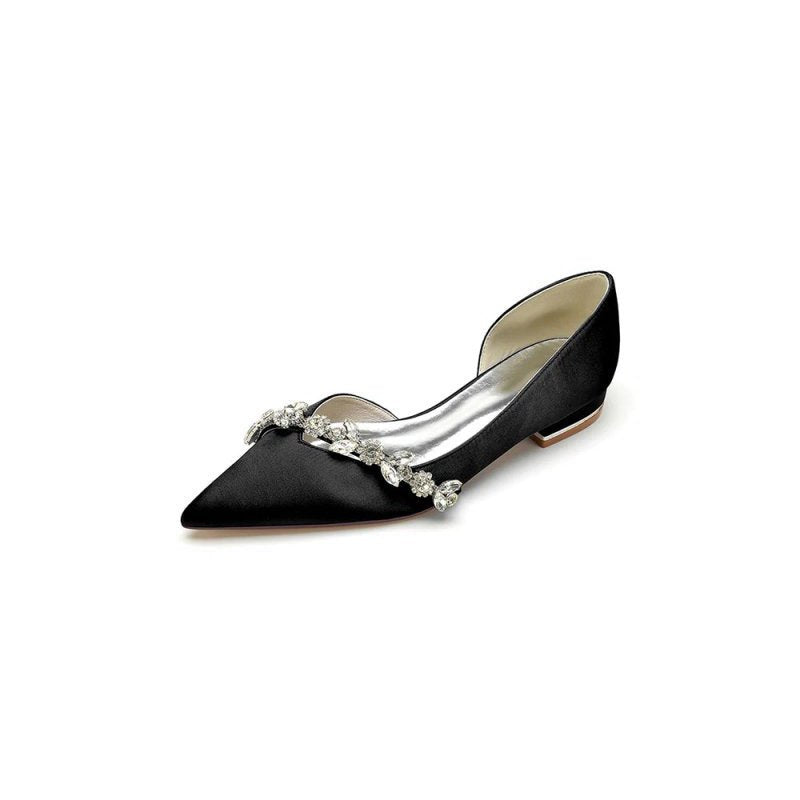 Chic Rhinestone Pointed Toe Kitten Heels