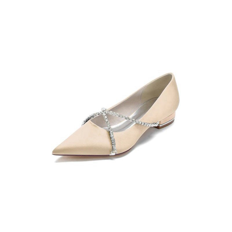 Pointed Toe Rhinestone Strap Kitten Heels