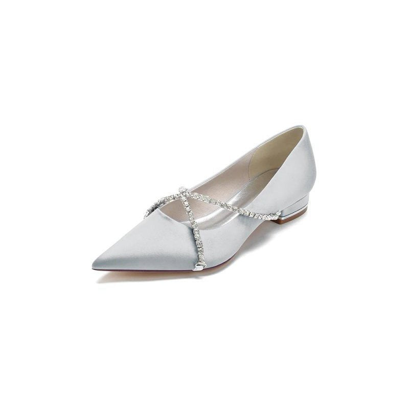 Pointed Toe Rhinestone Strap Kitten Heels
