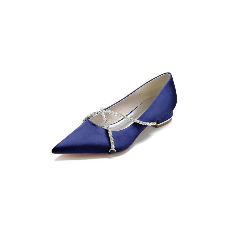 Pointed Toe Rhinestone Strap Kitten Heels