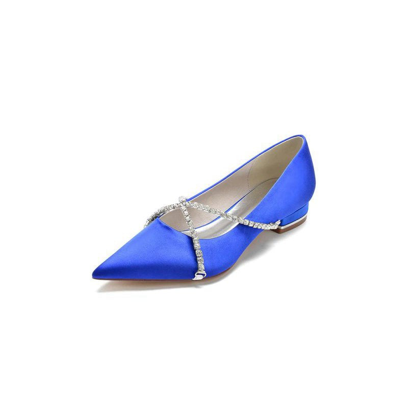 Pointed Toe Rhinestone Strap Kitten Heels