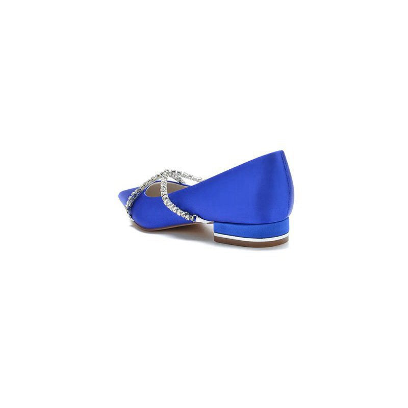 Pointed Toe Rhinestone Strap Kitten Heels