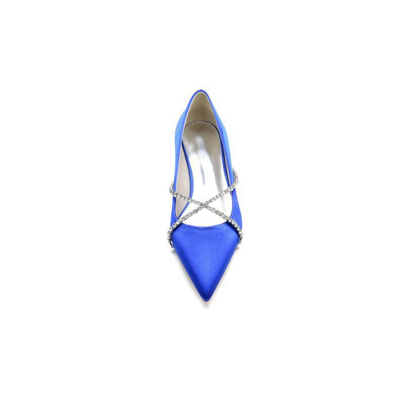 Pointed Toe Rhinestone Strap Kitten Heels