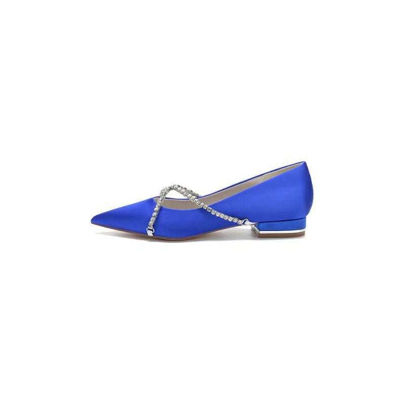 Pointed Toe Rhinestone Strap Kitten Heels
