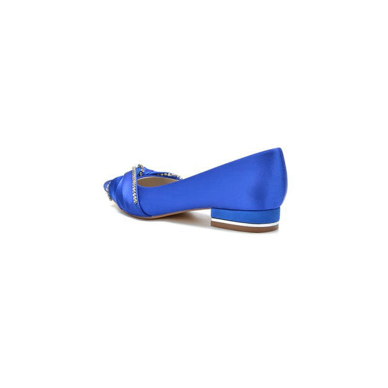Beading Pointed Toe Satin Kitten Heels