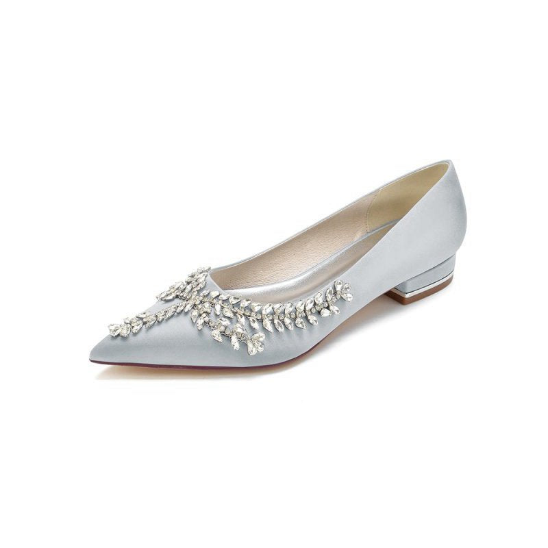 Rhinestone Pointed Toe Kitten Heels