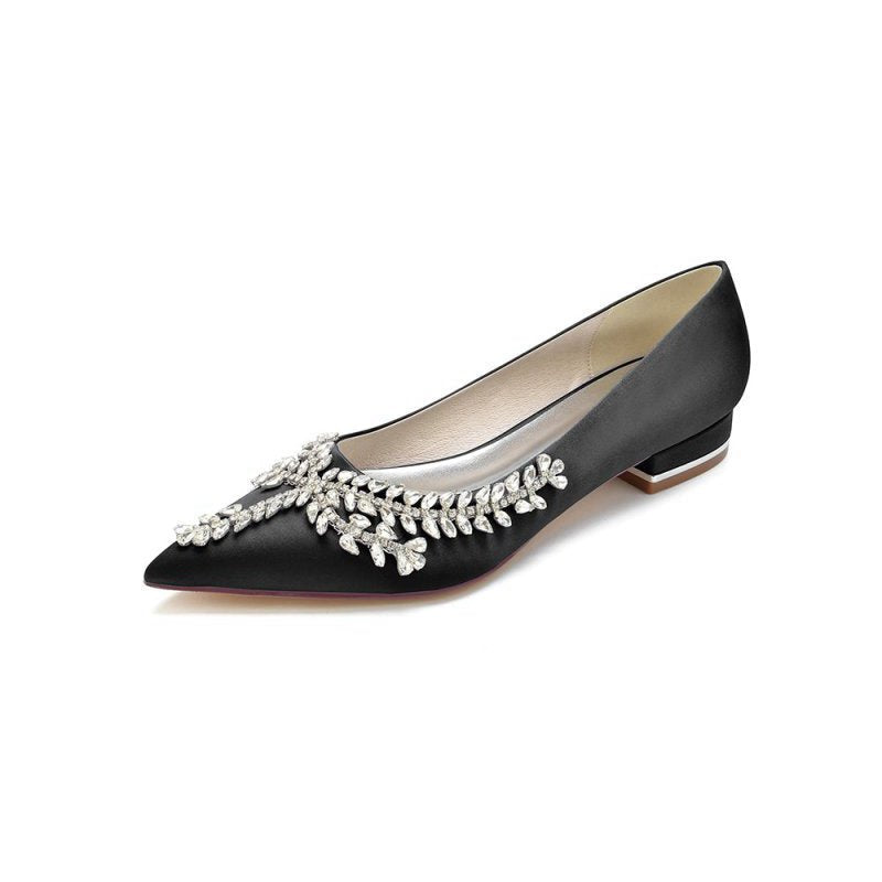 Rhinestone Pointed Toe Kitten Heels