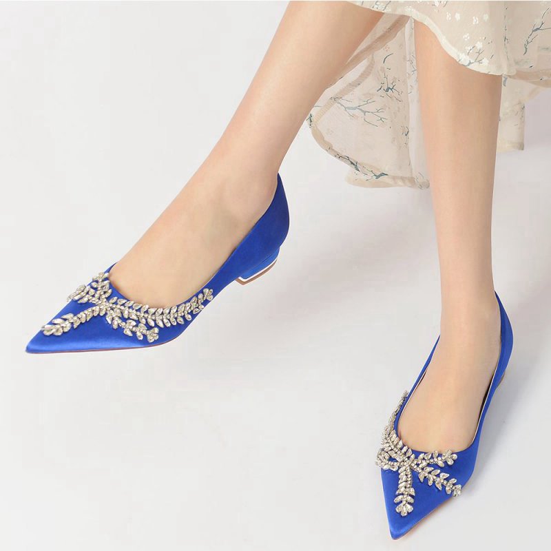 Rhinestone Pointed Toe Kitten Heels