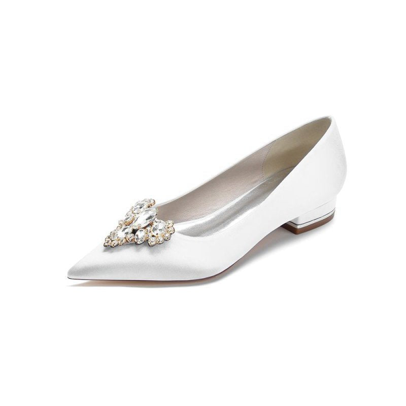 Pretty Pointed Toe Rhinestone Kitten Heels