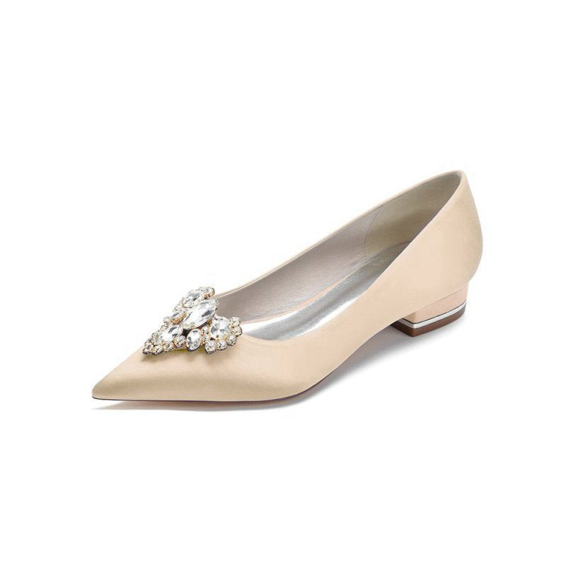 Pretty Pointed Toe Rhinestone Kitten Heels