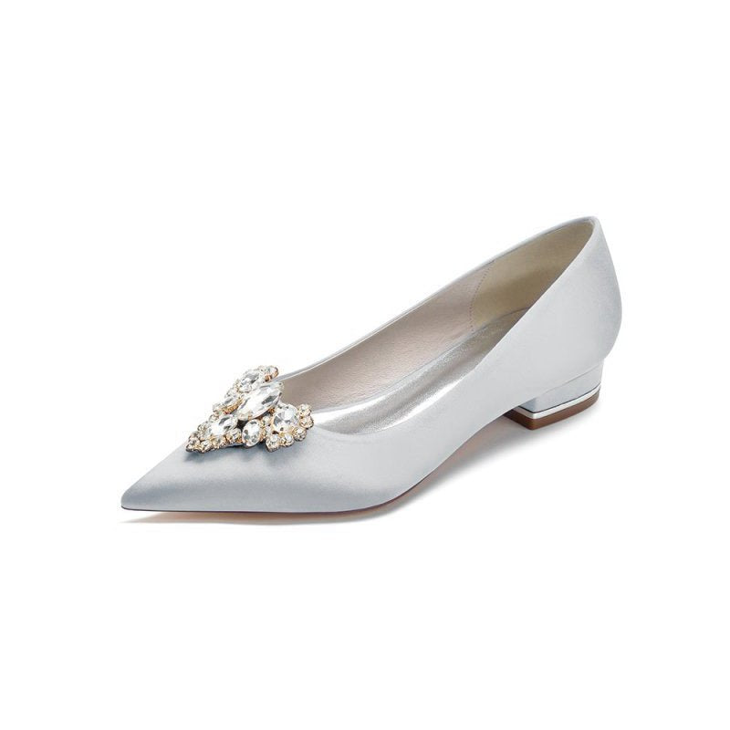 Pretty Pointed Toe Rhinestone Kitten Heels