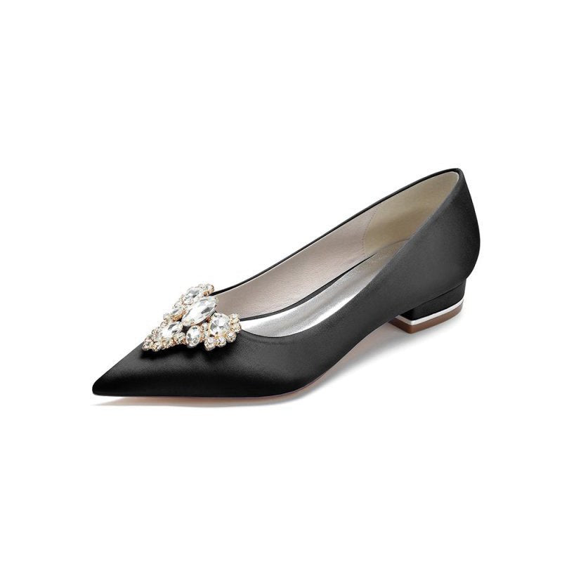 Pretty Pointed Toe Rhinestone Kitten Heels
