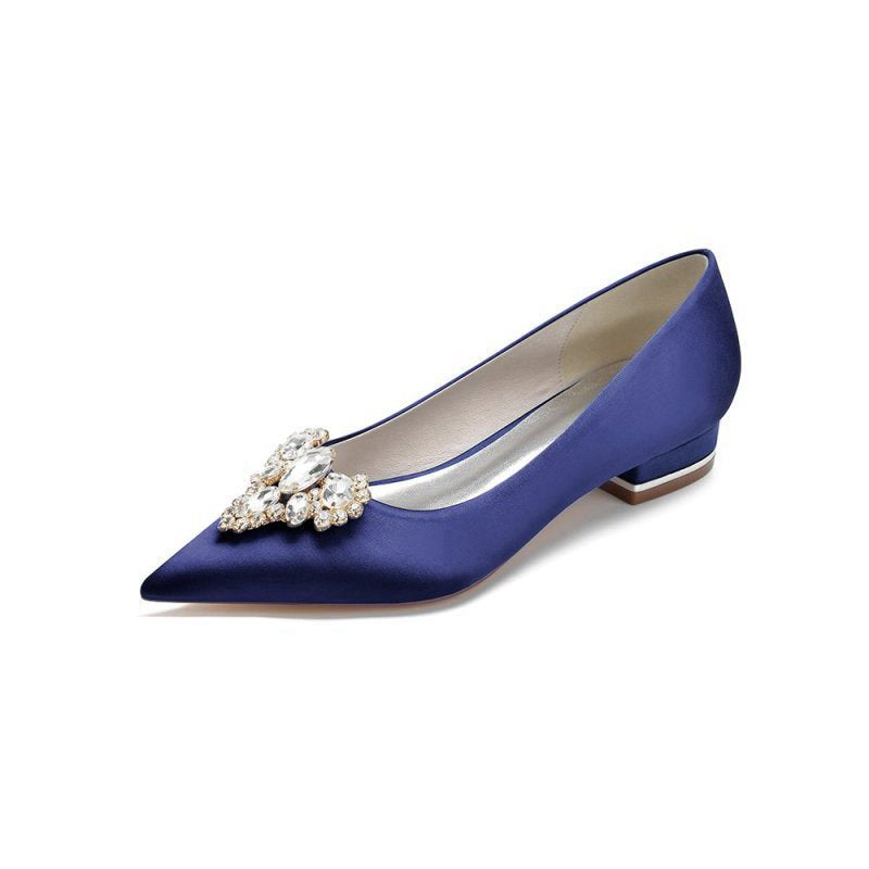 Pretty Pointed Toe Rhinestone Kitten Heels