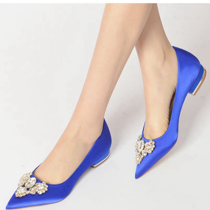 Pretty Pointed Toe Rhinestone Kitten Heels
