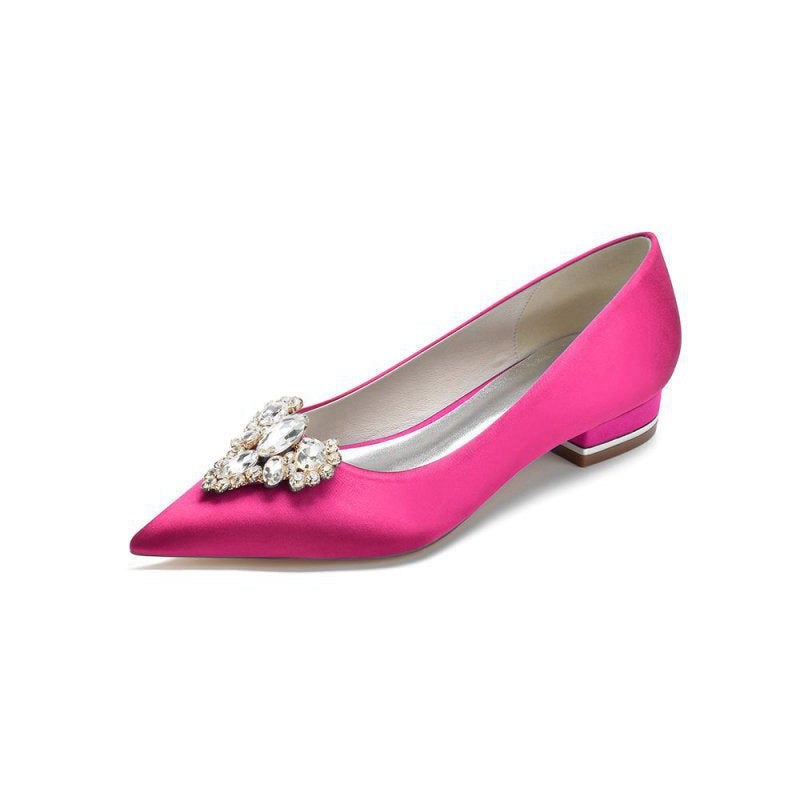 Pretty Pointed Toe Rhinestone Kitten Heels