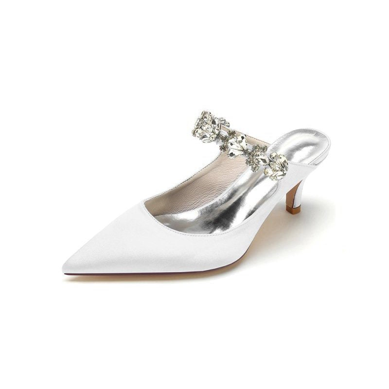 Beading Pointed Toe Rhinestone High Heels
