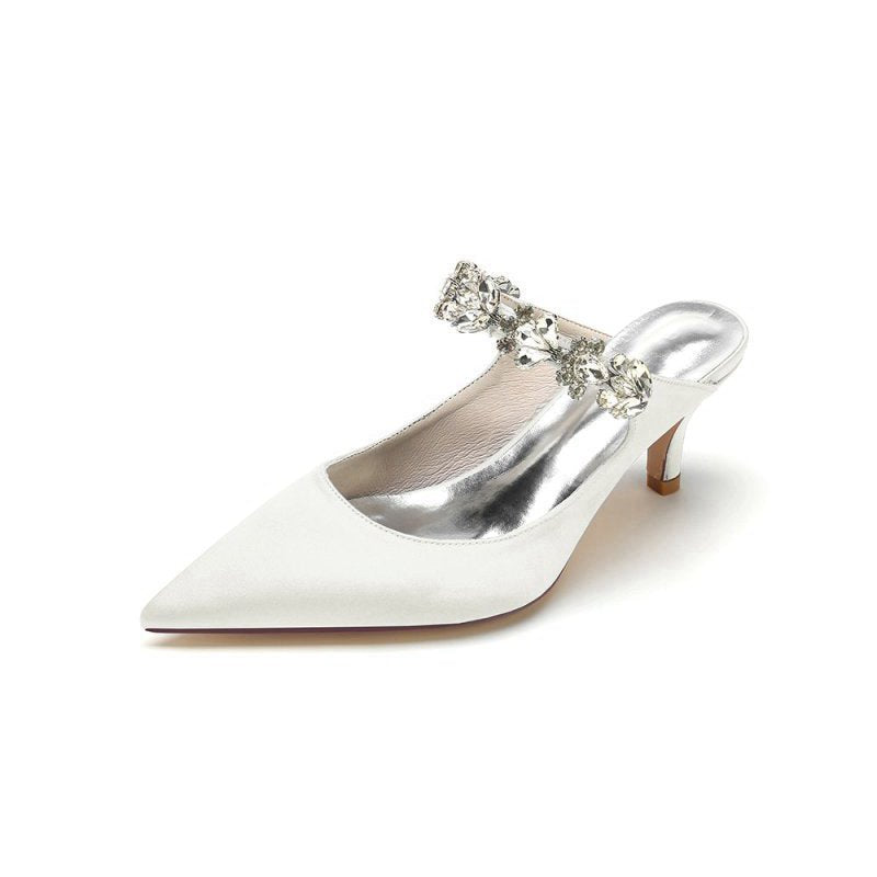 Beading Pointed Toe Rhinestone High Heels
