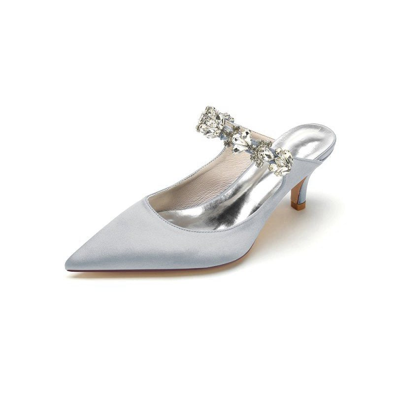 Beading Pointed Toe Rhinestone High Heels