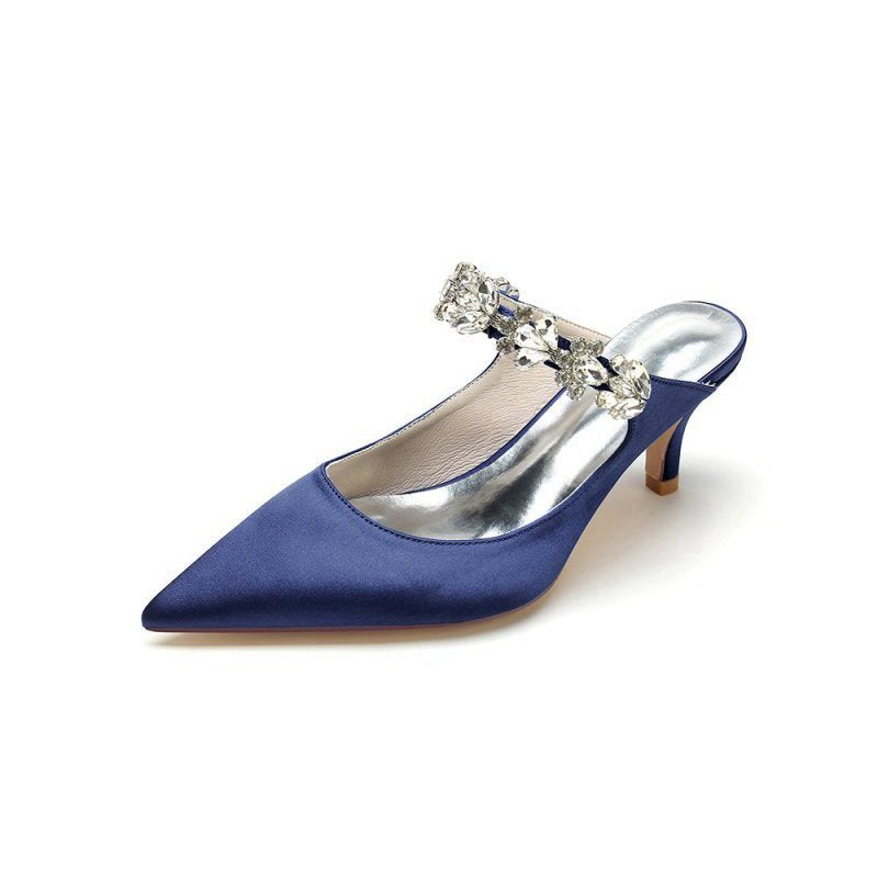 Beading Pointed Toe Rhinestone High Heels