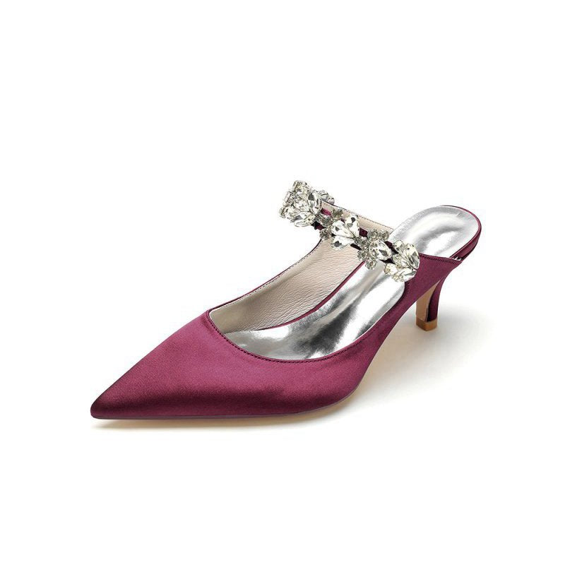 Beading Pointed Toe Rhinestone High Heels
