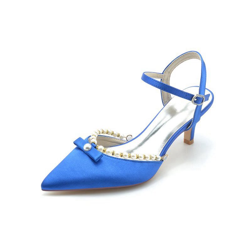 Pearl Satin Pointed Toe High Heels