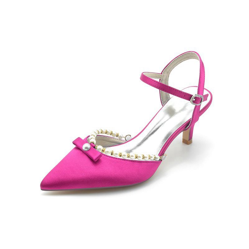 Pearl Satin Pointed Toe High Heels