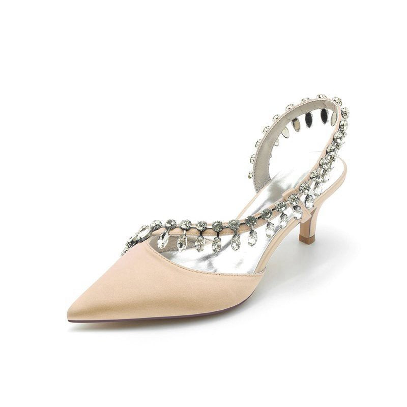 Rhinestone Beaded Pointed Toe High Heels