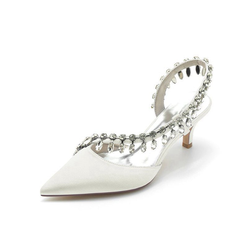 Rhinestone Beaded Pointed Toe High Heels