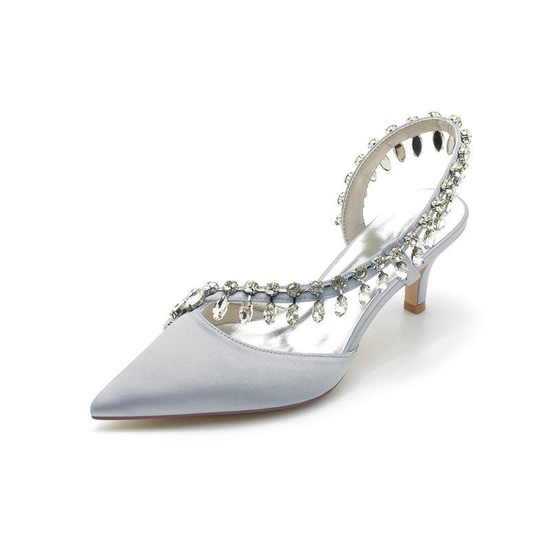 Rhinestone Beaded Pointed Toe High Heels