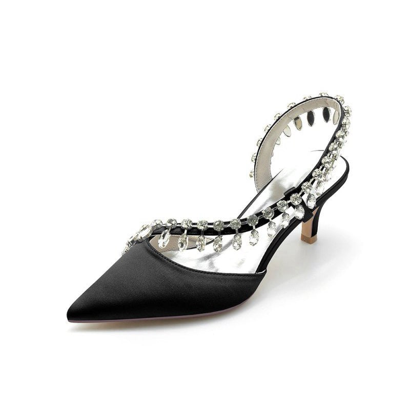Rhinestone Beaded Pointed Toe High Heels